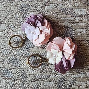 Floral Cloth feminine pastels earrings, nwot